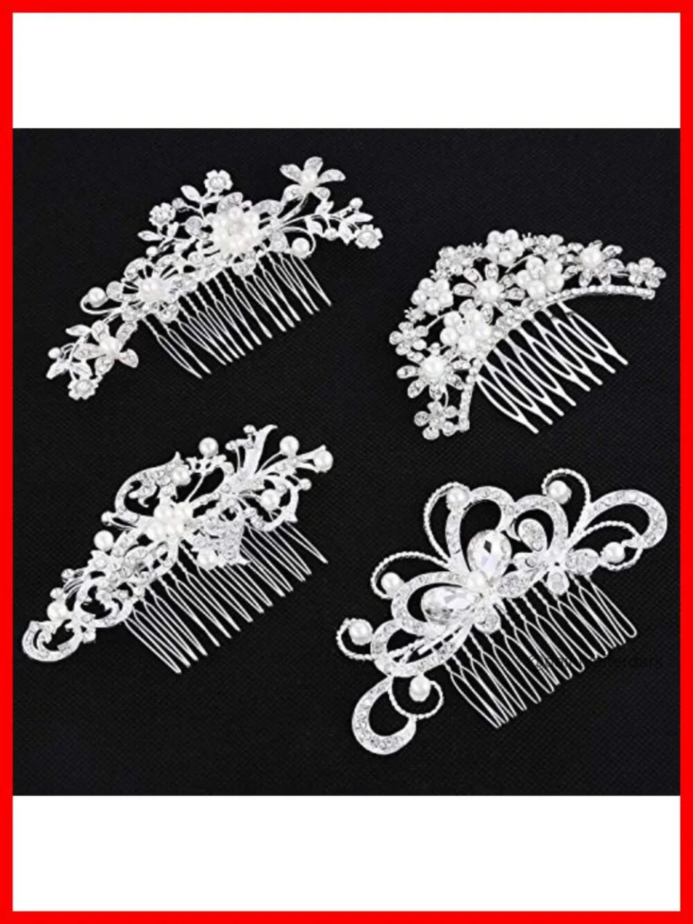 Wedding Hair Comb Rhinestone Pearl Hair Pins U Shaped Hair Accessories 24 Pack